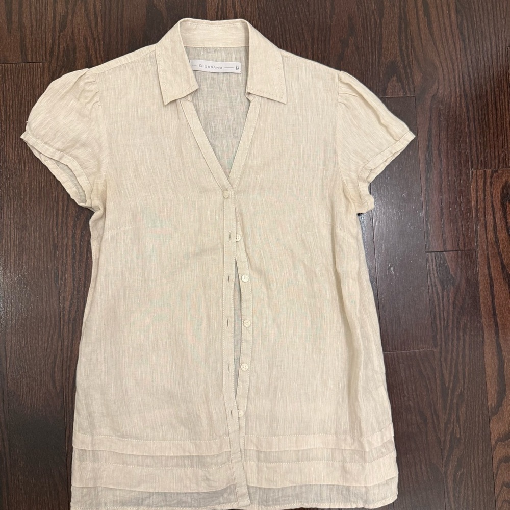 Elegant Beige Button-Down Shirt for Women